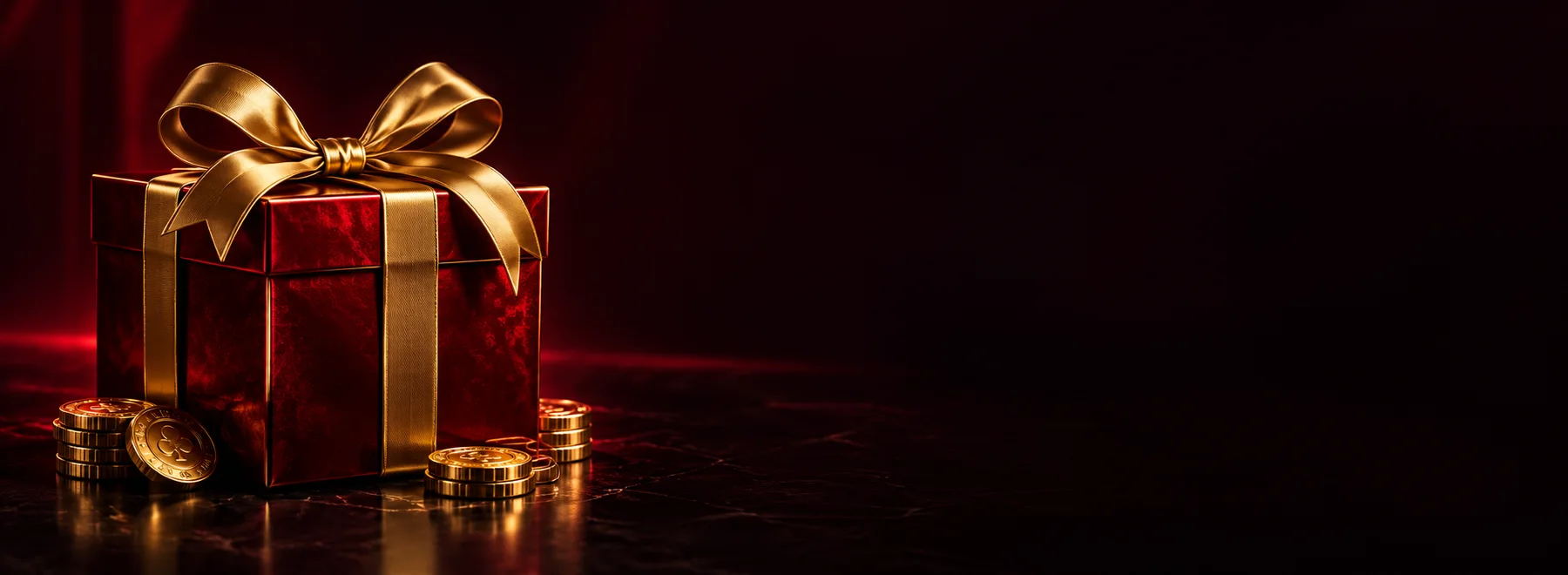 Rotes Geschenk mit goldener Schleife